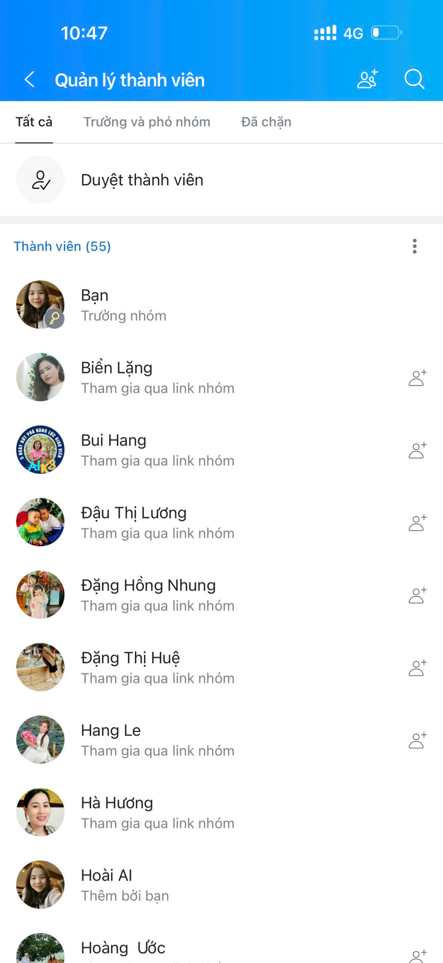 Nhóm hỗ trợ 55 thành viên