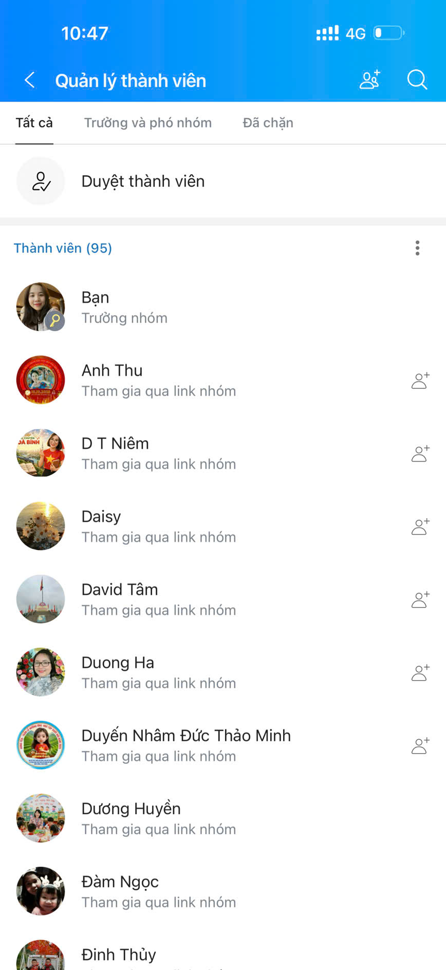 Nhóm hỗ trợ 95 thành viên